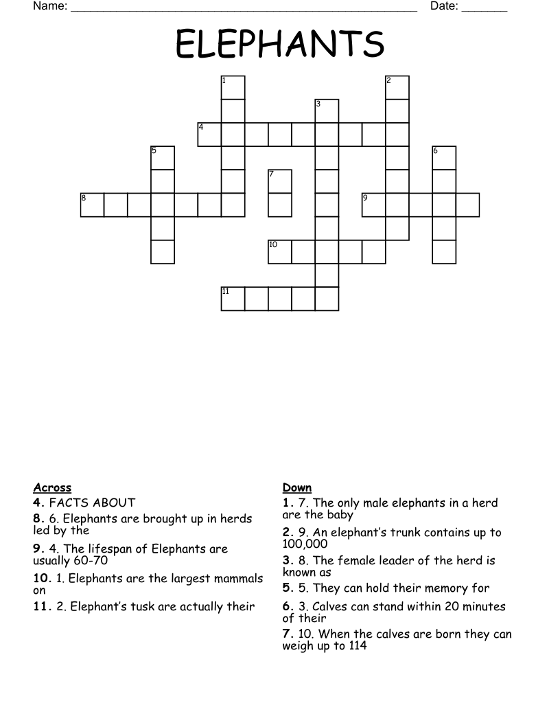 ELEPHANTS Crossword