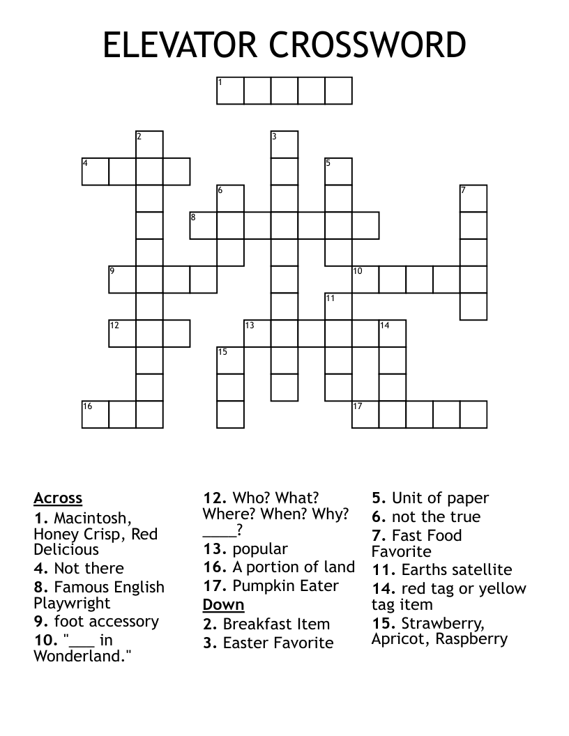 ELEVATOR CROSSWORD