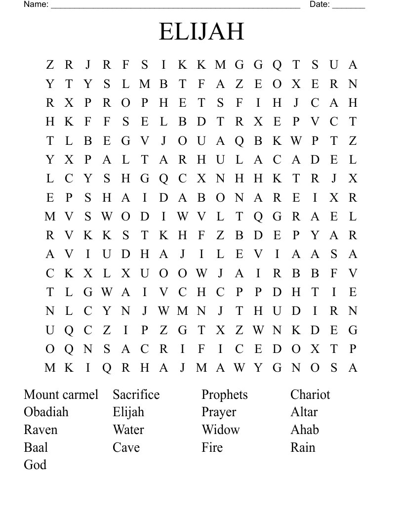 ELIJAH Word Search