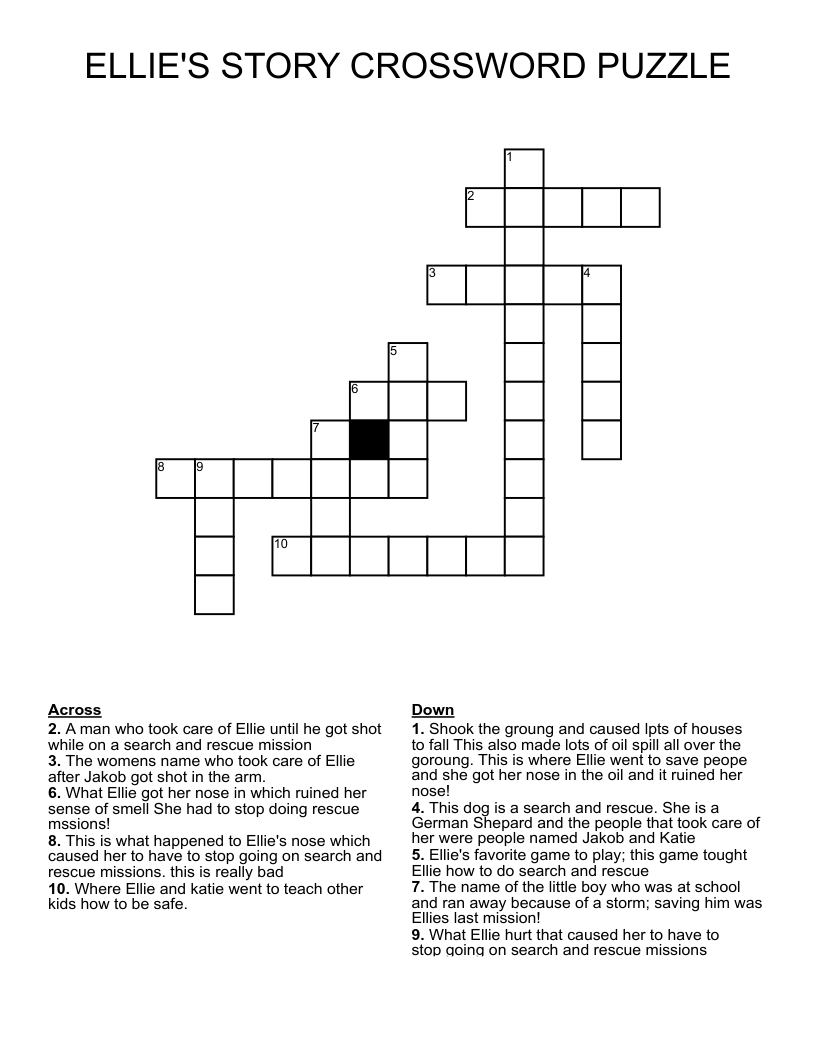 ELLIE'S STORY CROSSWORD PUZZLE