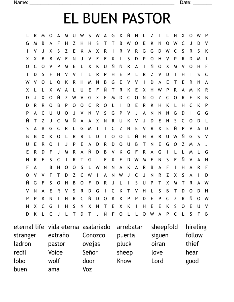 EL BUEN PASTOR Word Search
