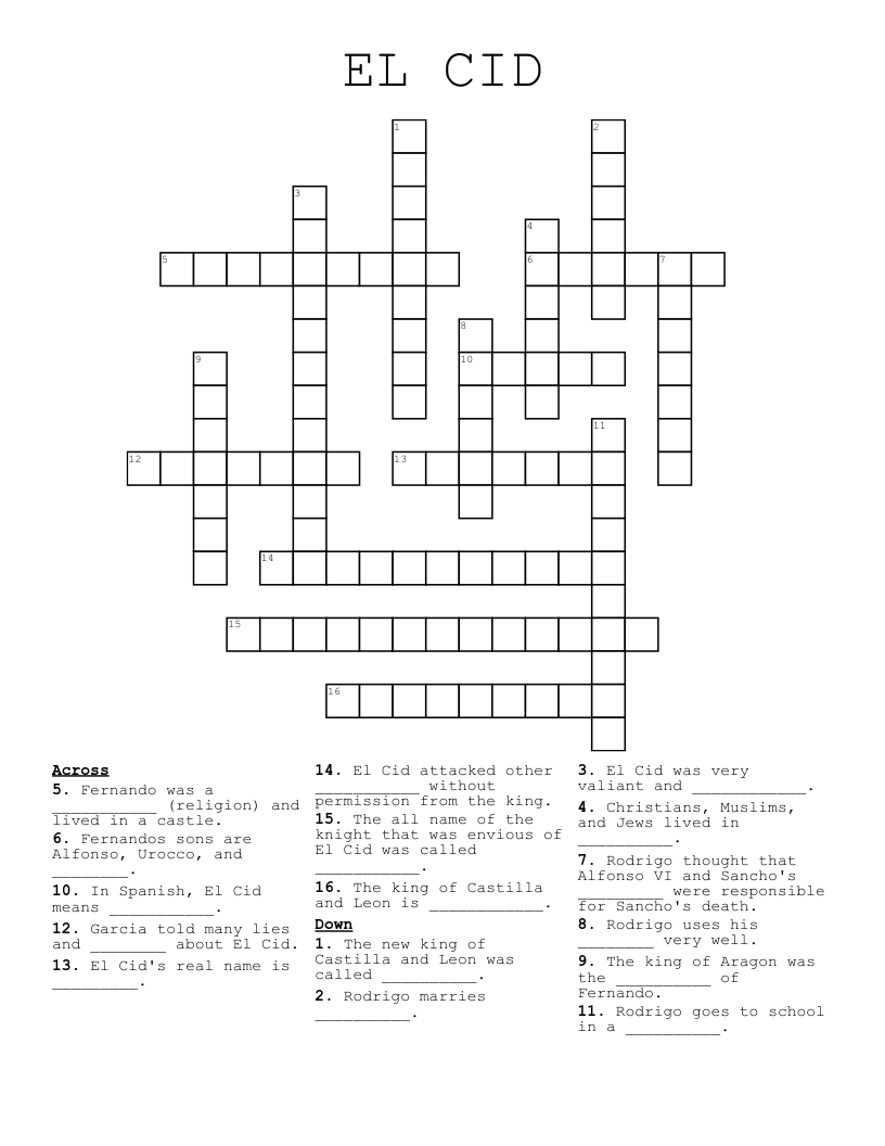 EL CID Crossword