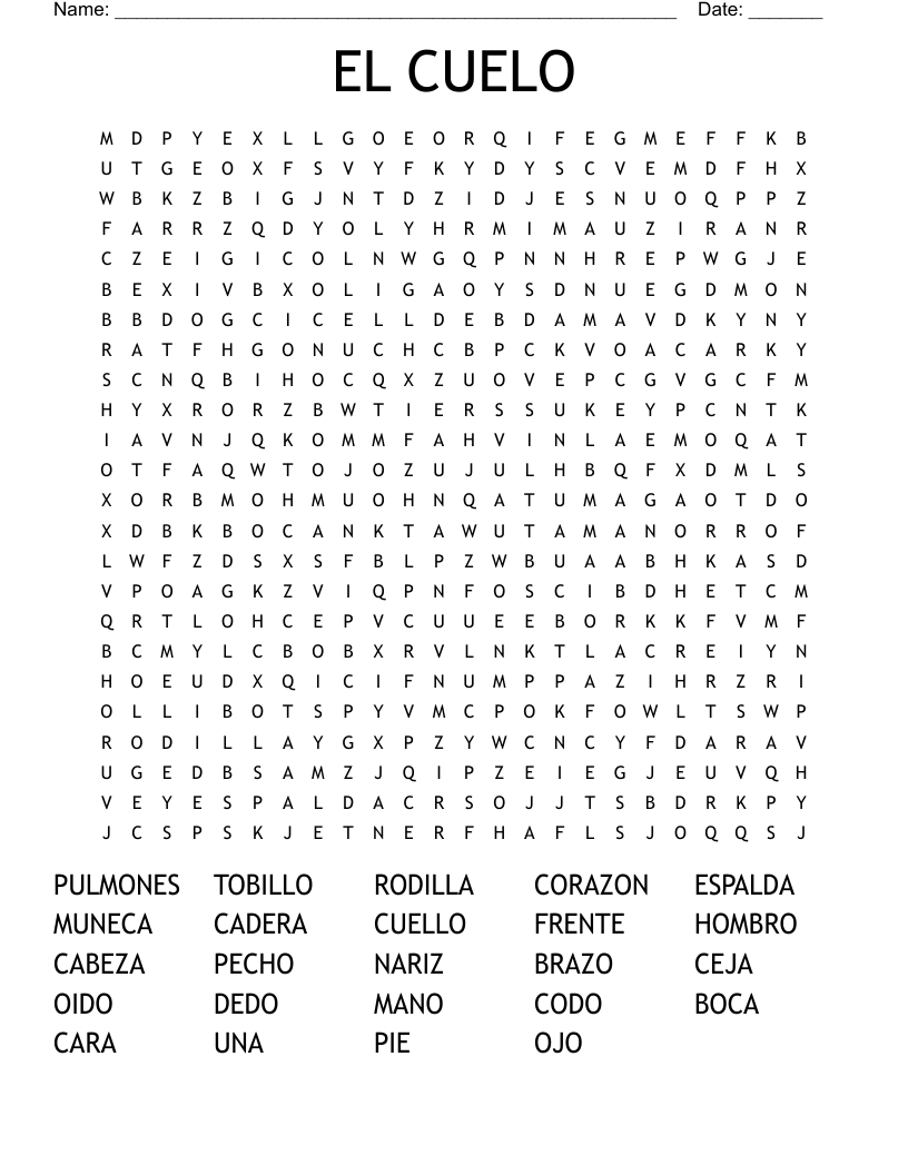 EL CUELO Word Search