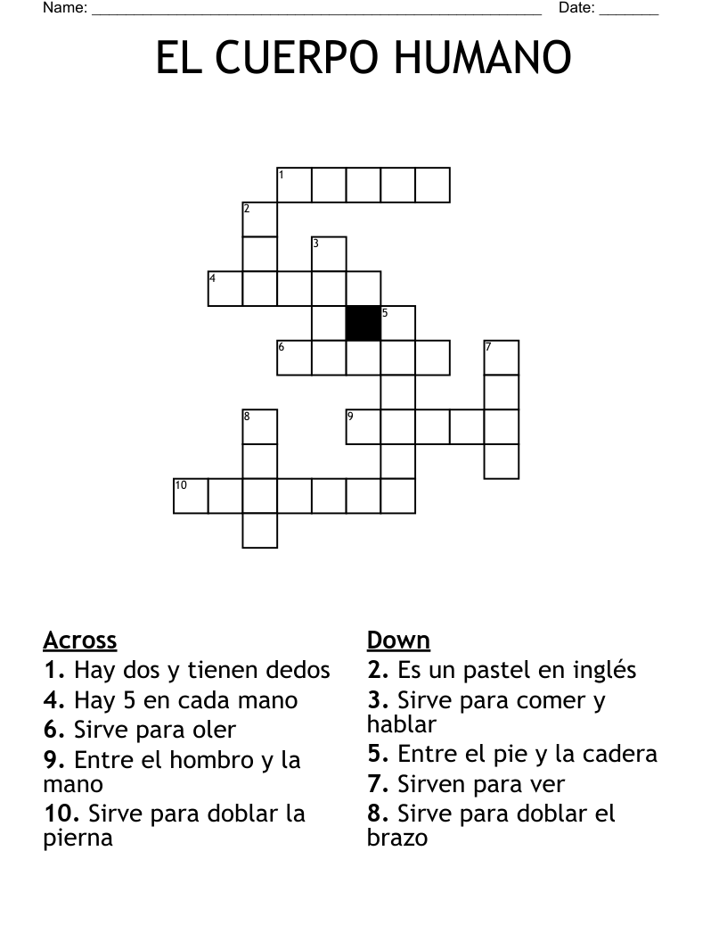 EL CUERPO HUMANO Crossword