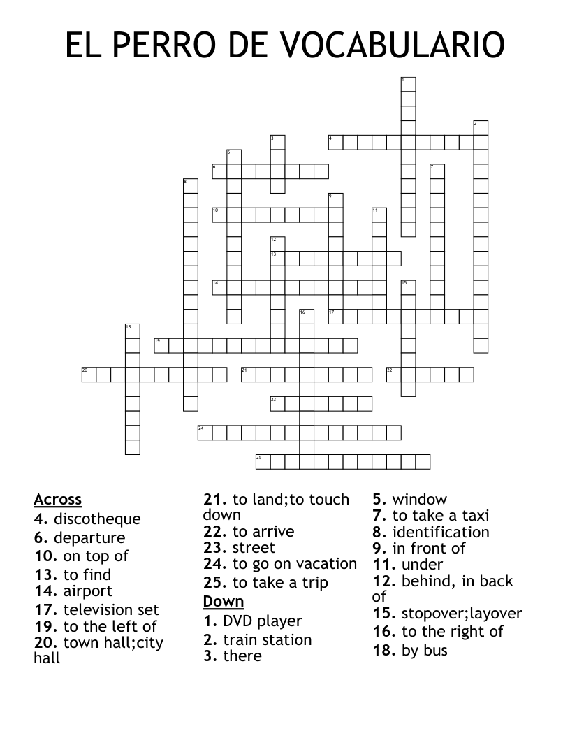 EL PERRO DE VOCABULARIO Crossword
