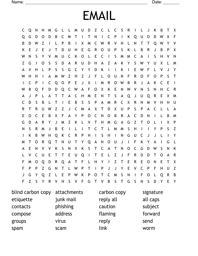 EMAIL Word Search