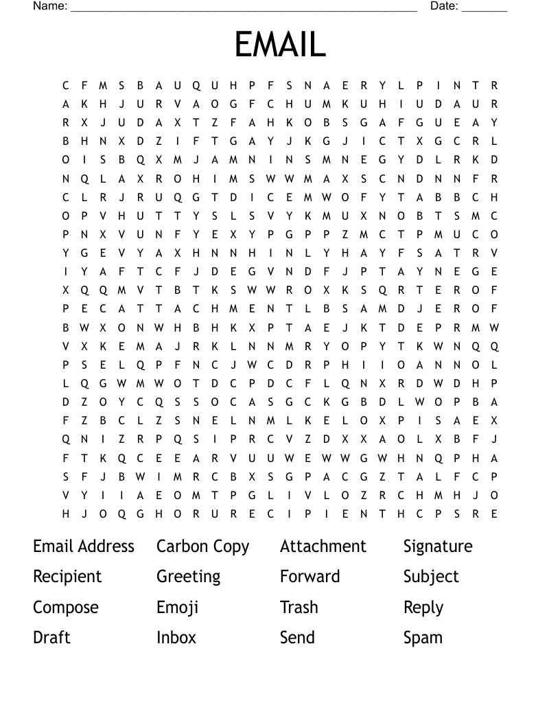 EMAIL Word Search