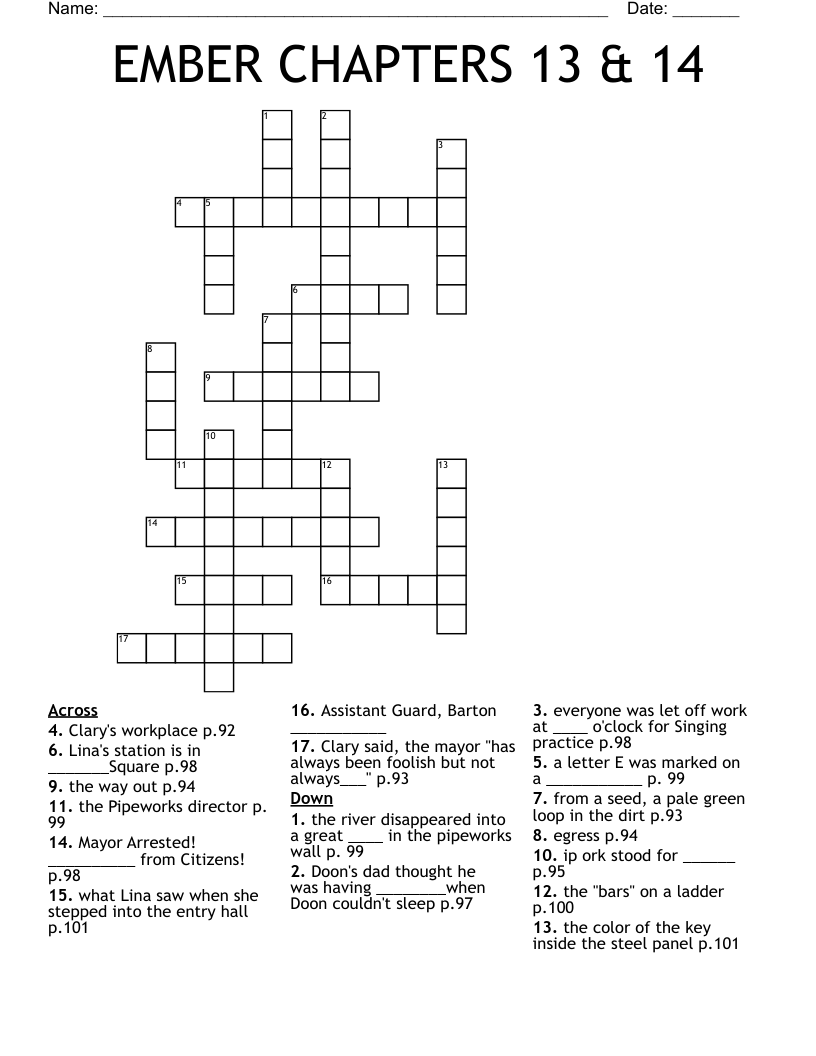 EMBER CHAPTERS 13 & 14 Crossword