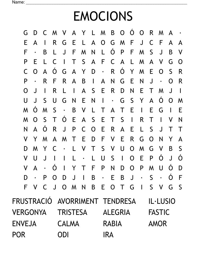 EMOCIONS  Word Search