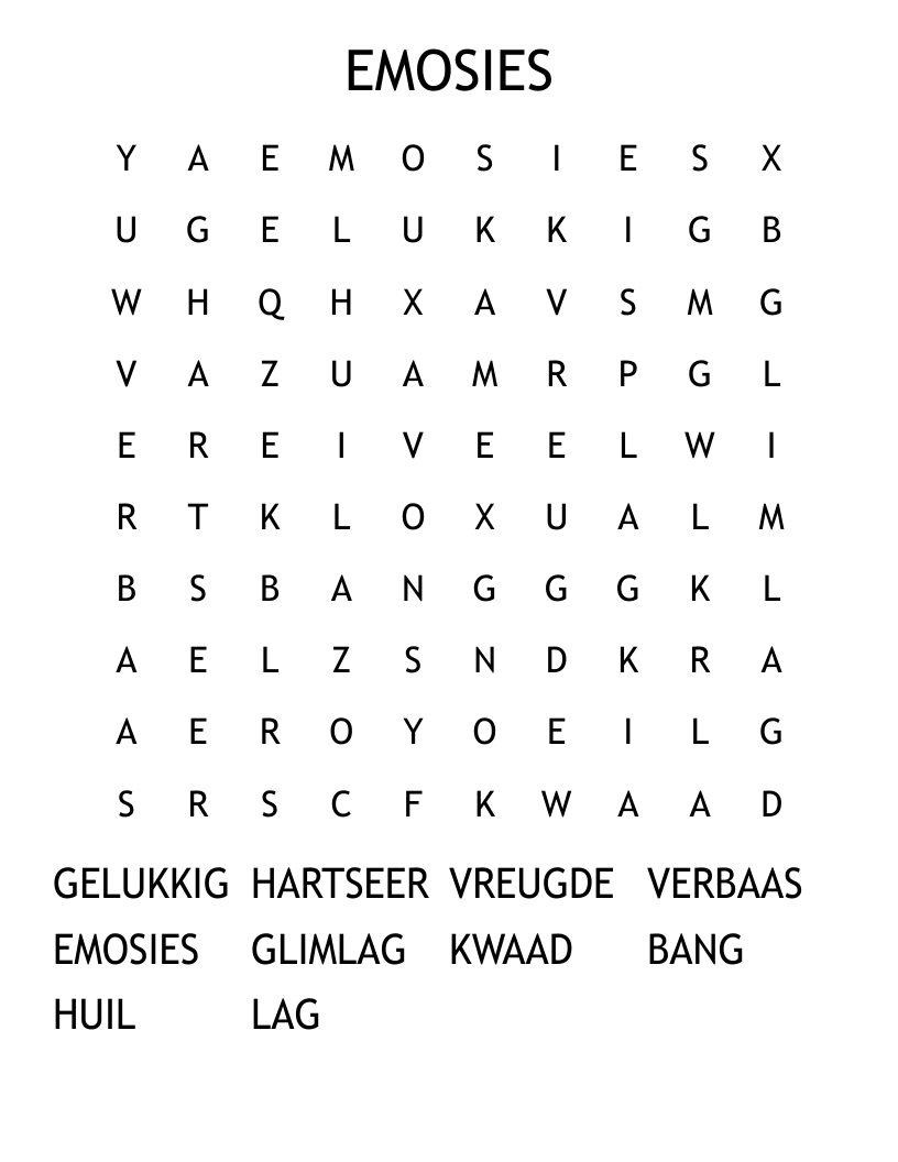 EMOSIES Word Search