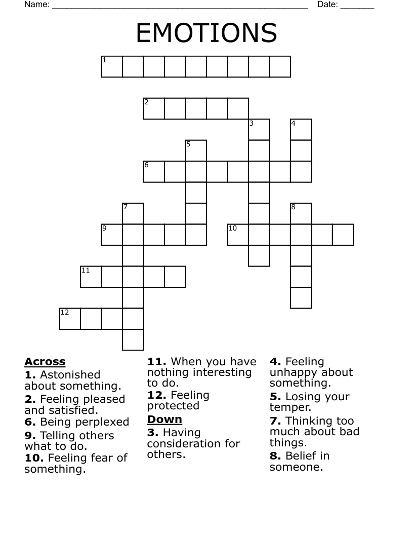 EMOTIONS Crossword