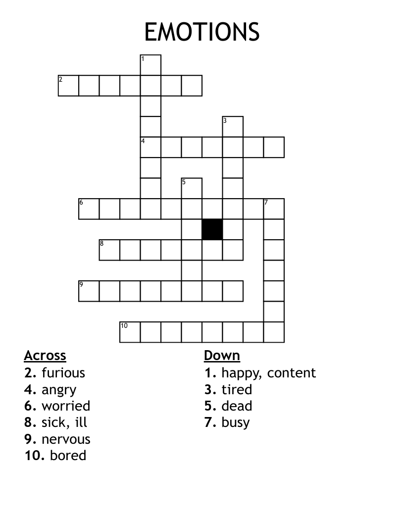 EMOTIONS Crossword
