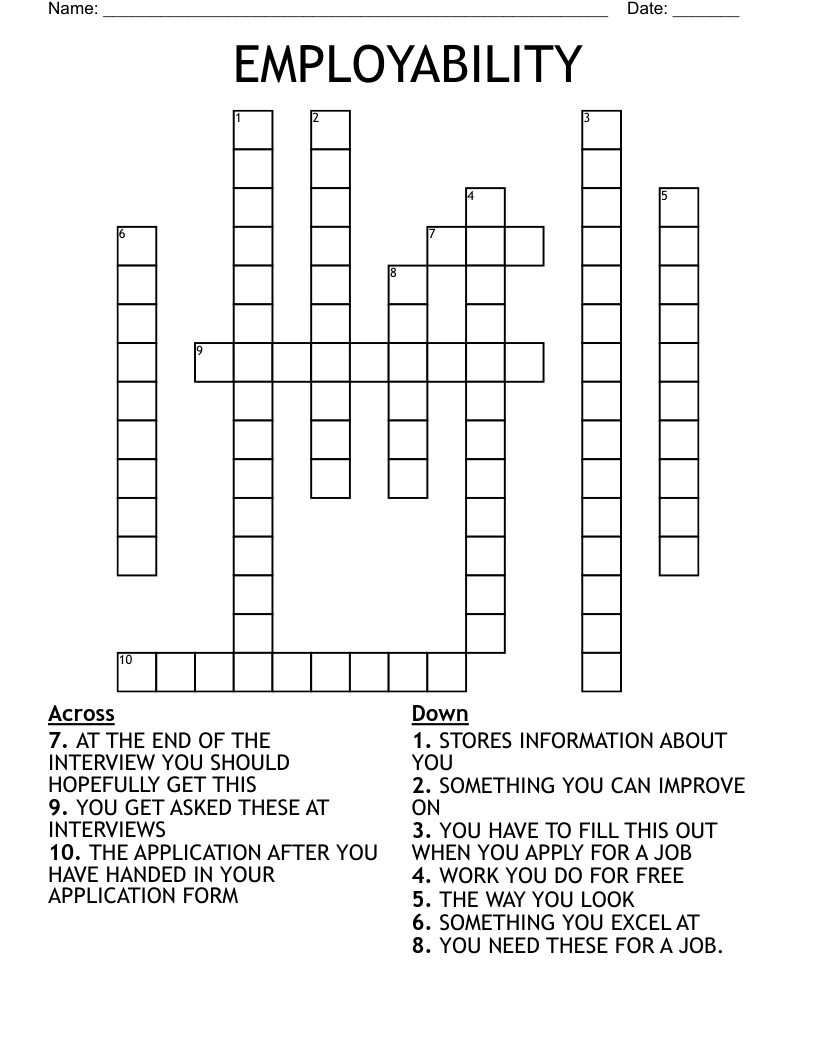 EMPLOYABILITY Crossword