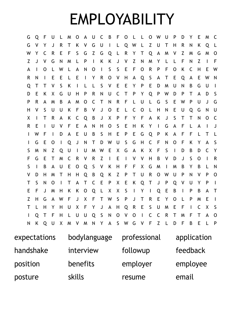 EMPLOYABILITY Word Search