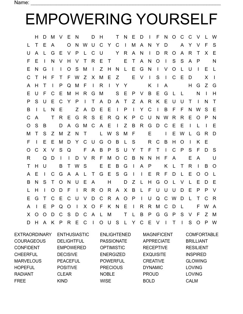EMPOWERING YOURSELF Word Search