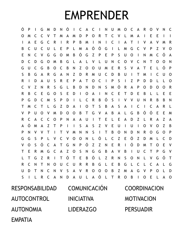 EMPRENDER Word Search
