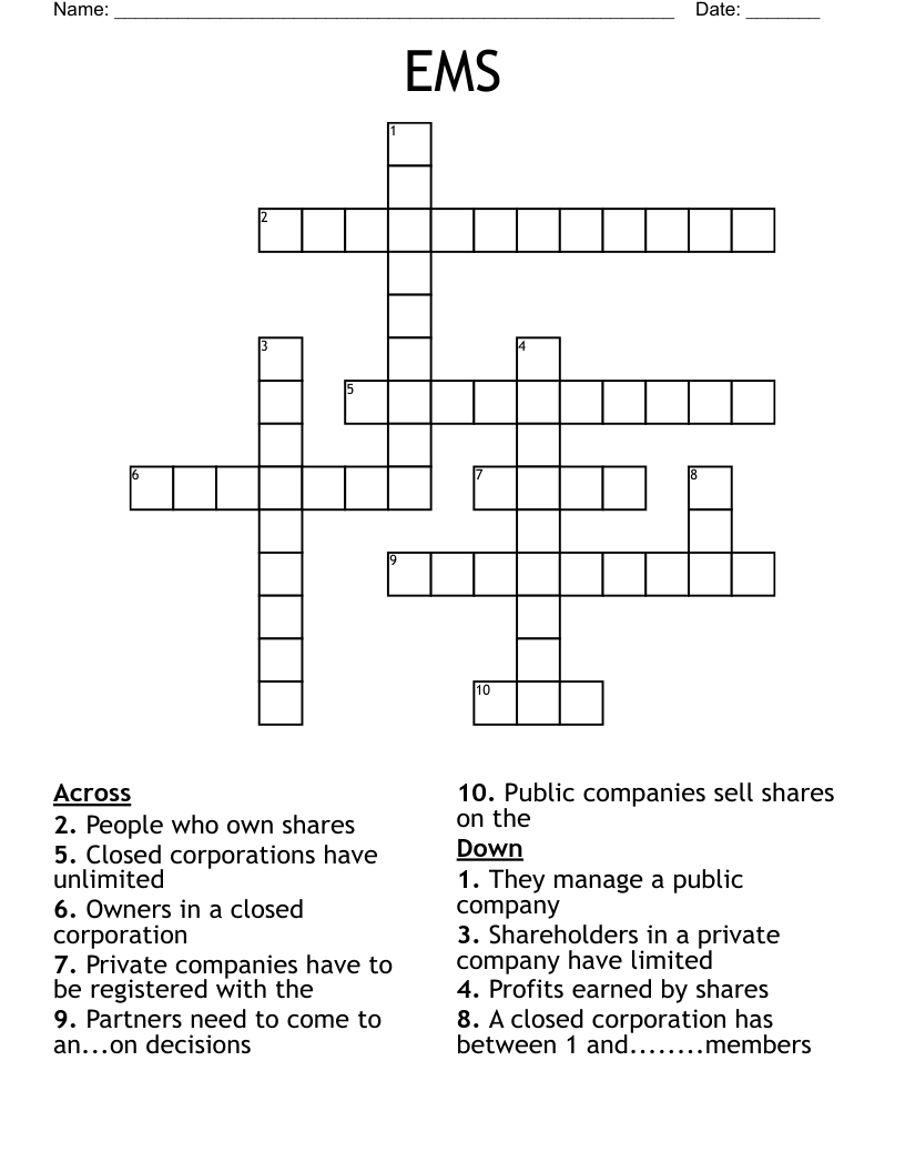 EMS Crossword