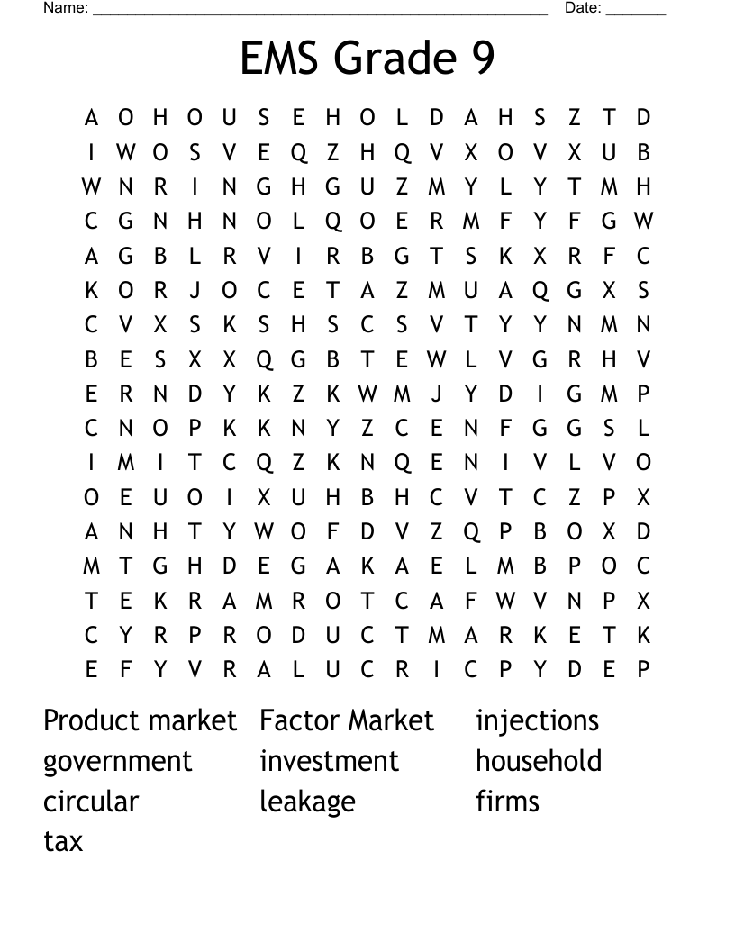 EMS Grade 9 Word Search