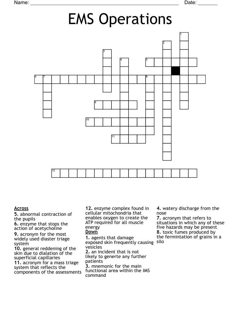 EMS Operations  Crossword