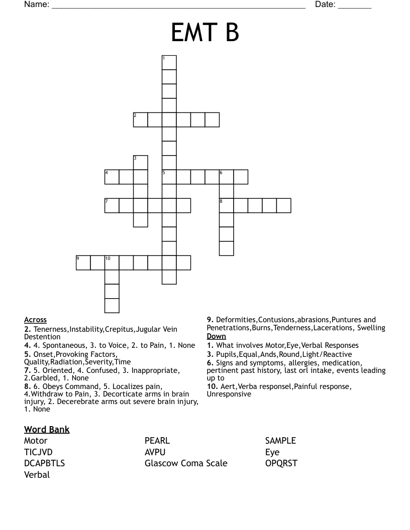 EMT B Crossword