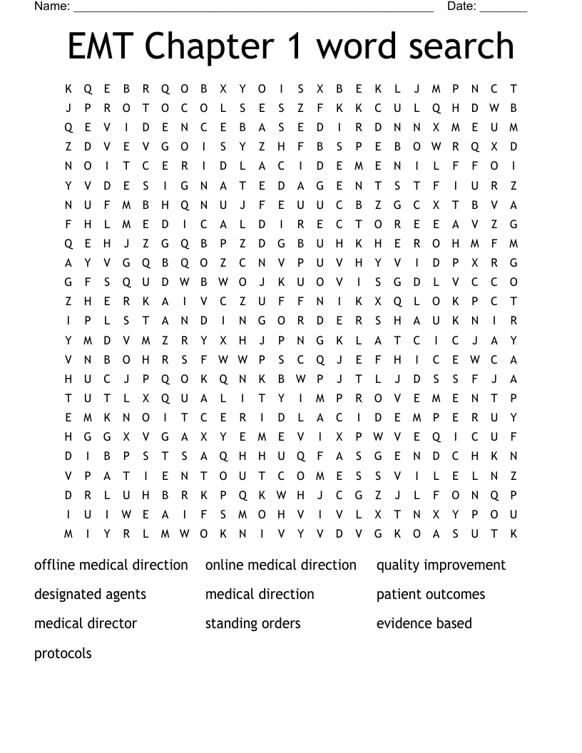EMT Chapter 1 word search