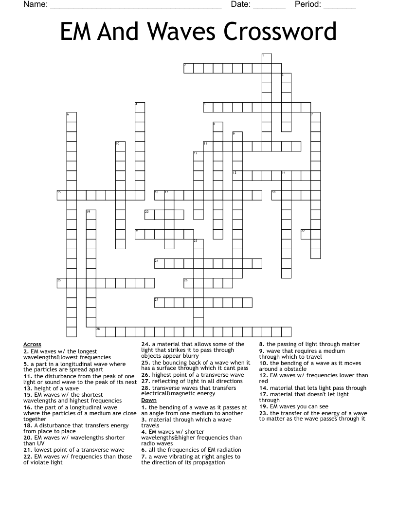 EM And Waves Crossword