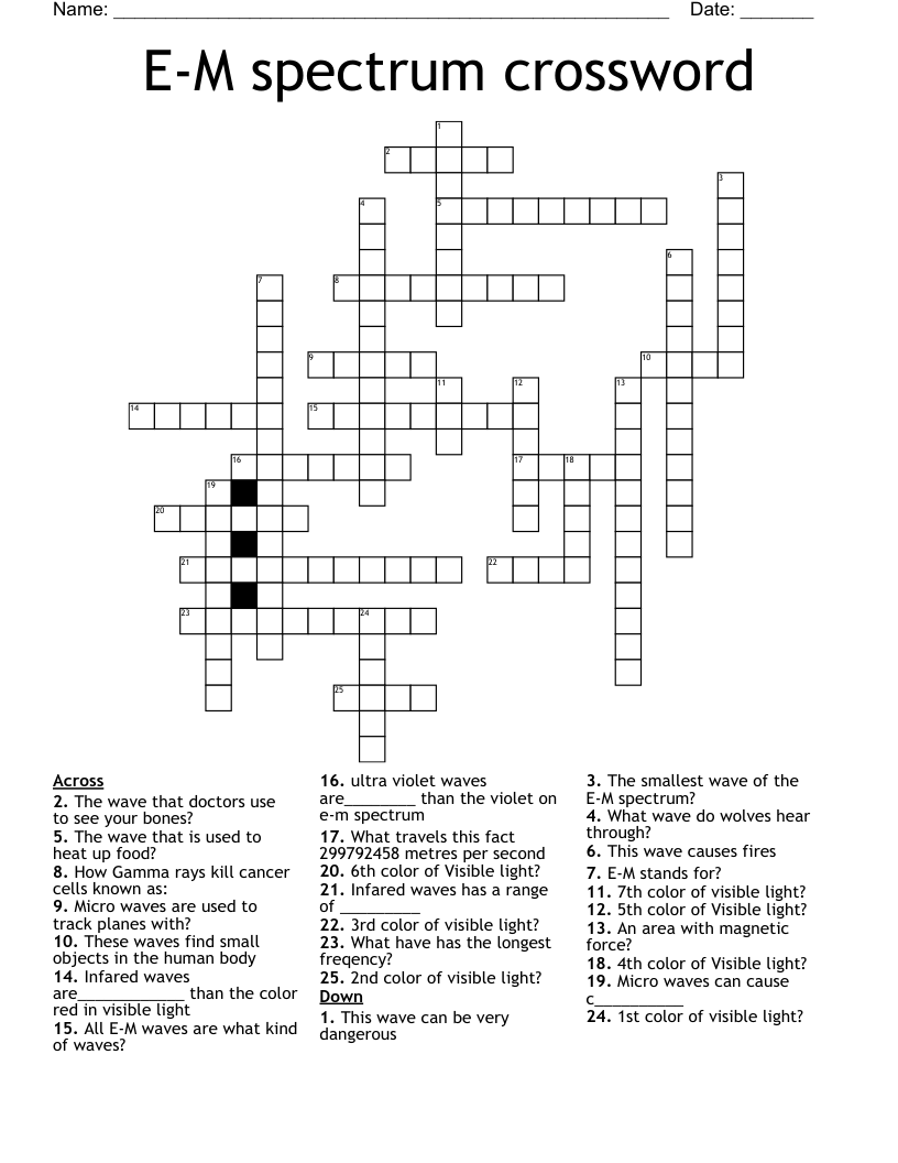 E-M spectrum crossword