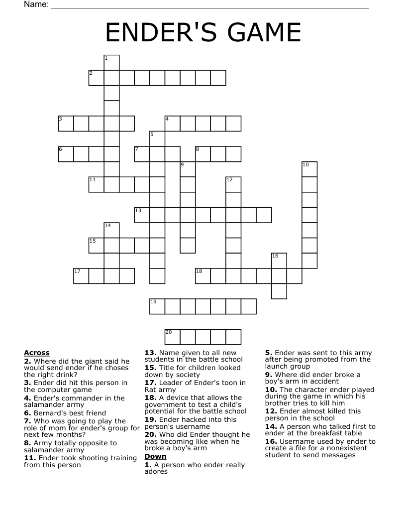ENDER'S GAME Crossword