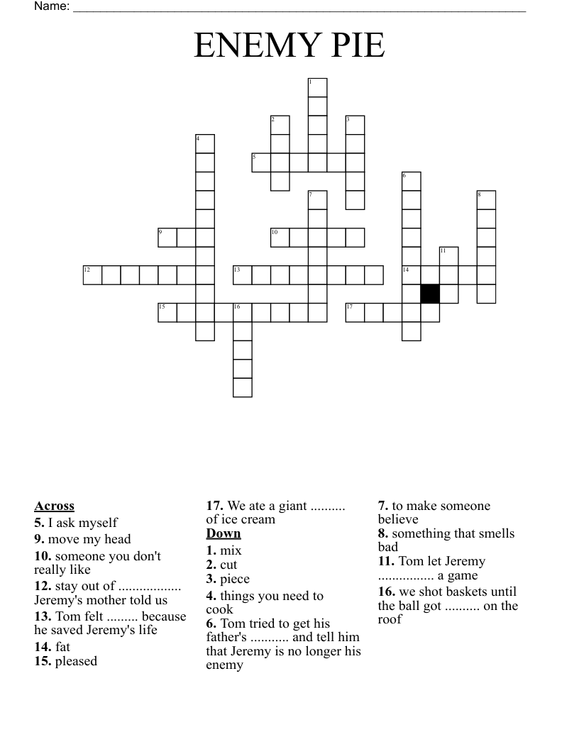 ENEMY PIE Crossword