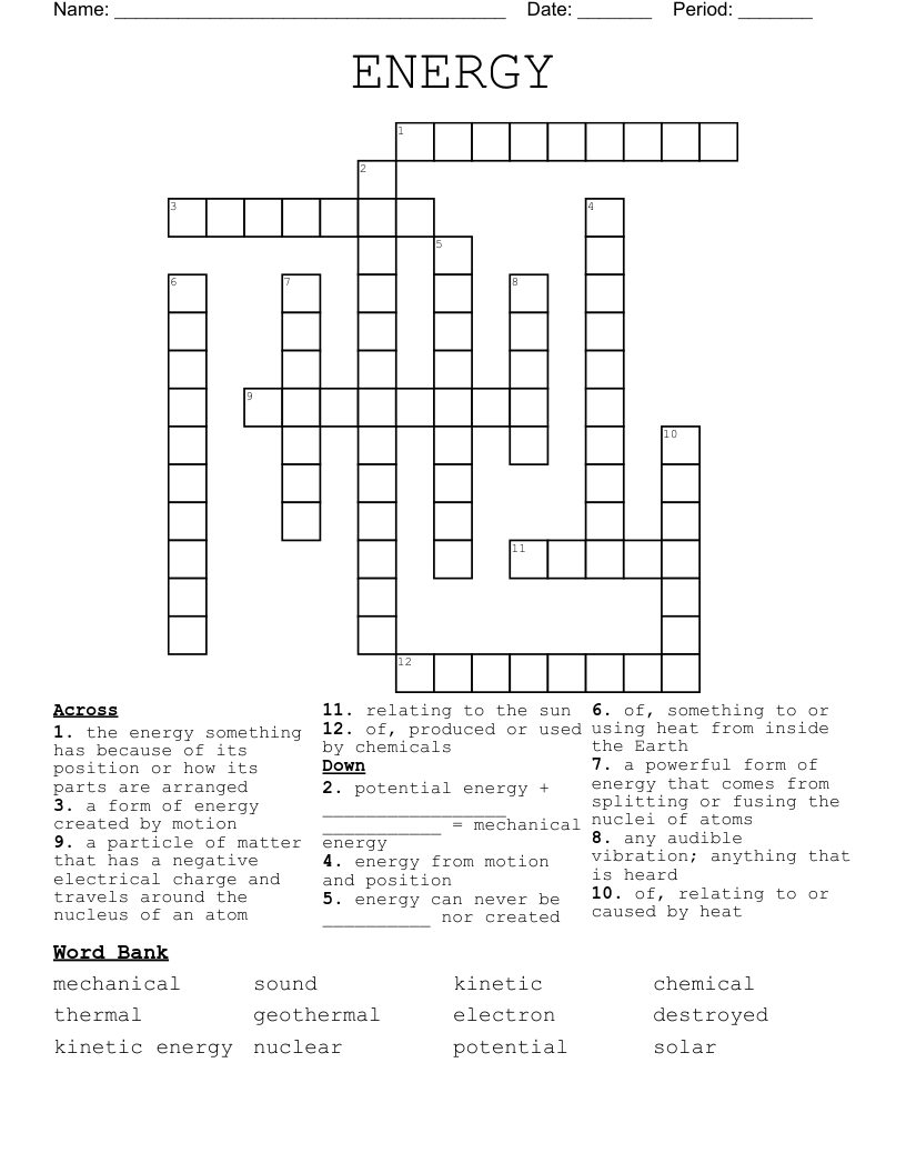 ENERGY Crossword
