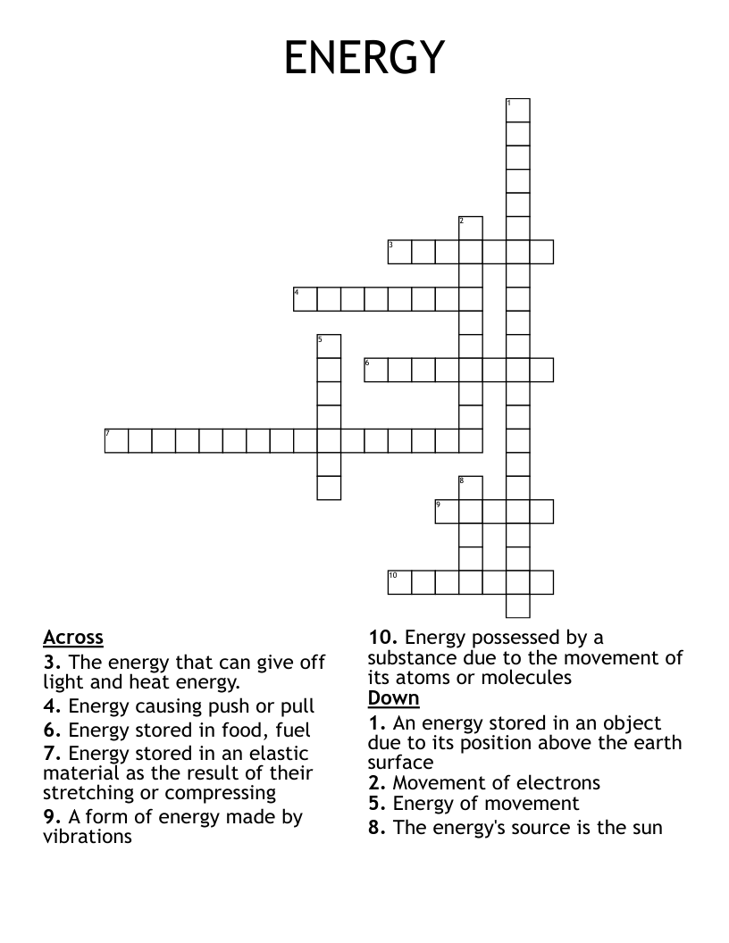 ENERGY Crossword