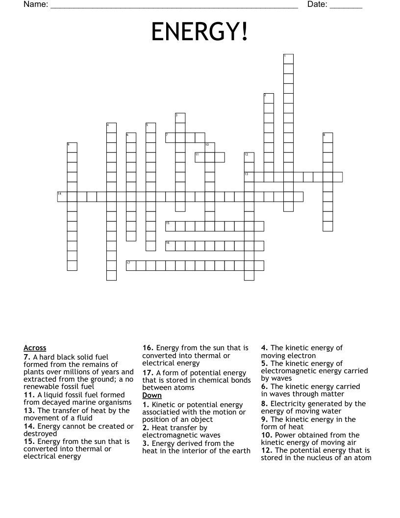 ENERGY! Crossword