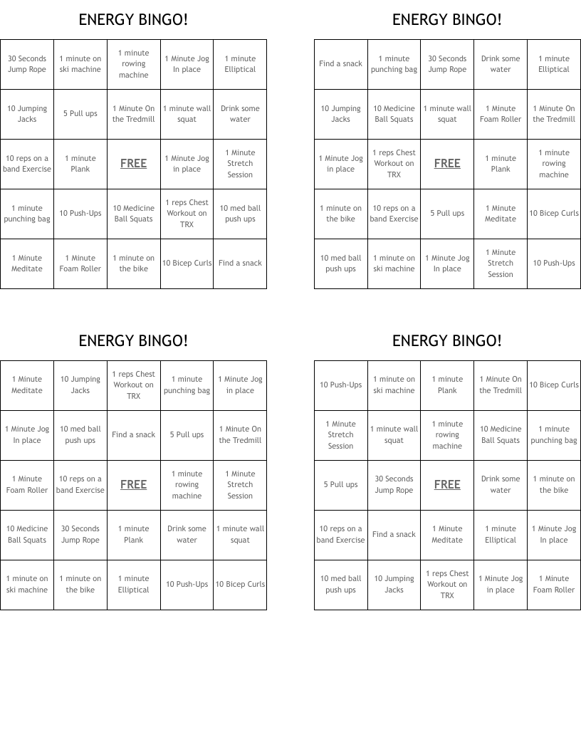 ENERGY BINGO!