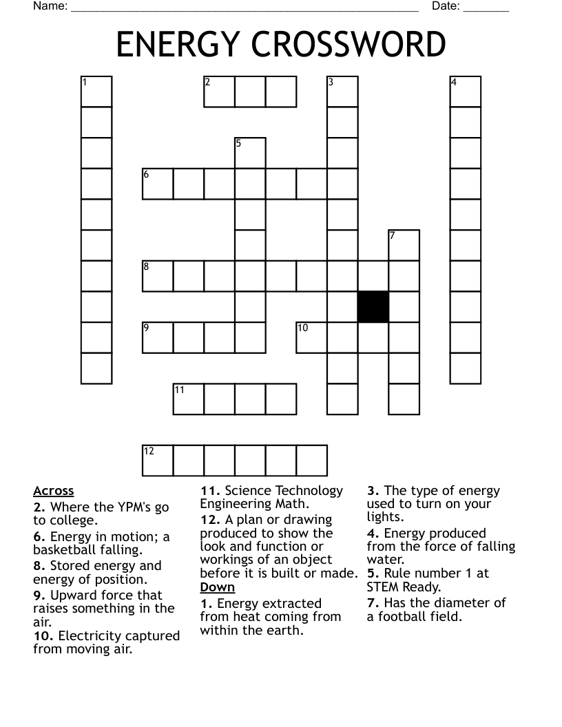 ENERGY CROSSWORD