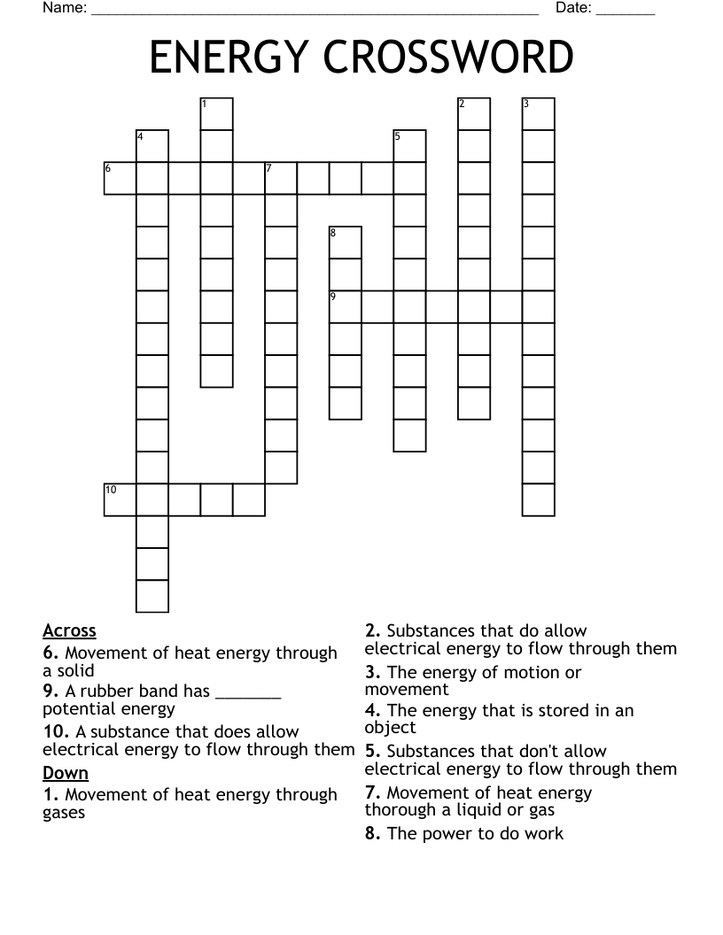ENERGY CROSSWORD 