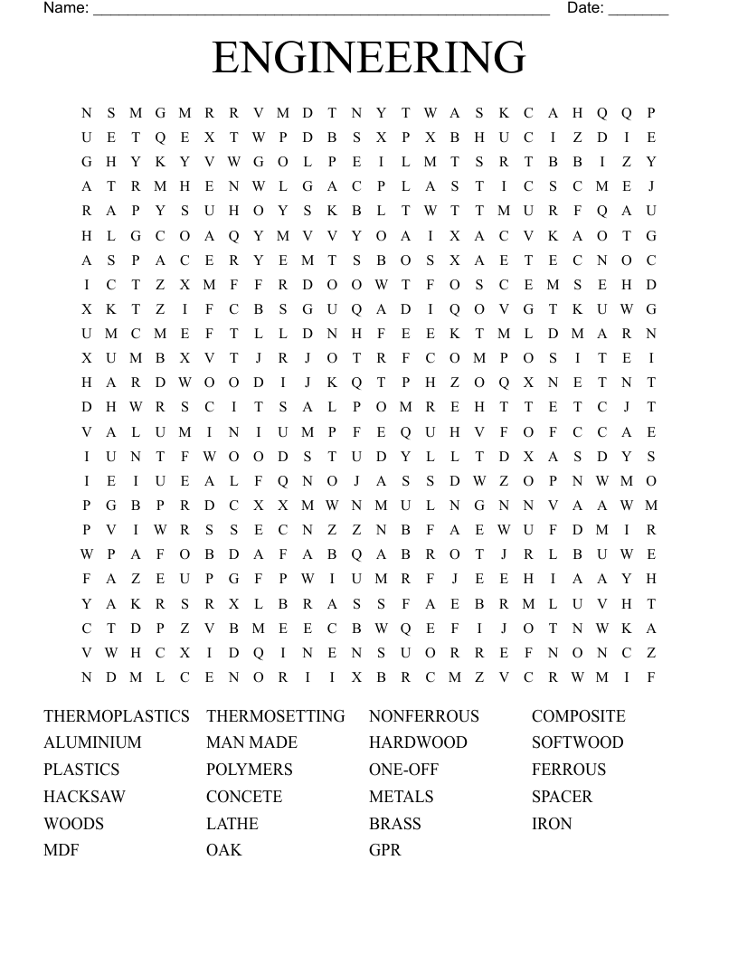 ENGINEERING Word Search