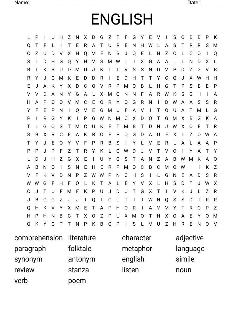 ENGLISH Word Search