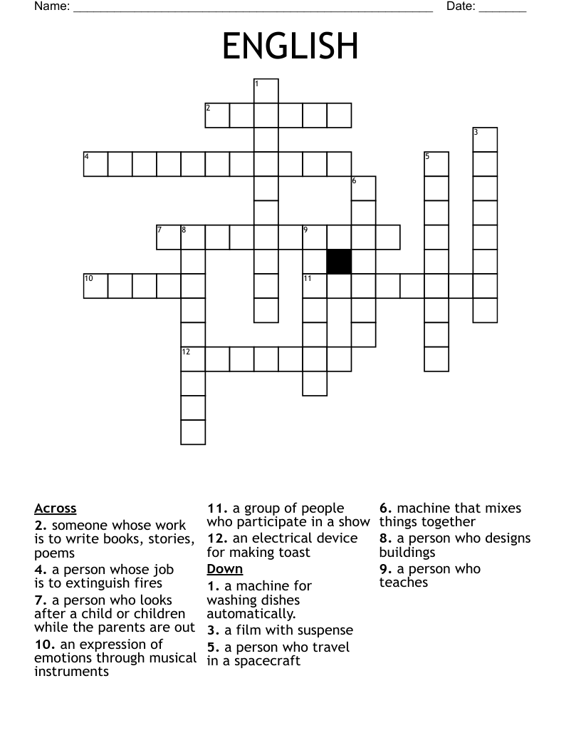 ENGLISH Crossword