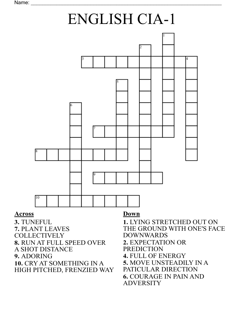 ENGLISH CIA-1 Crossword