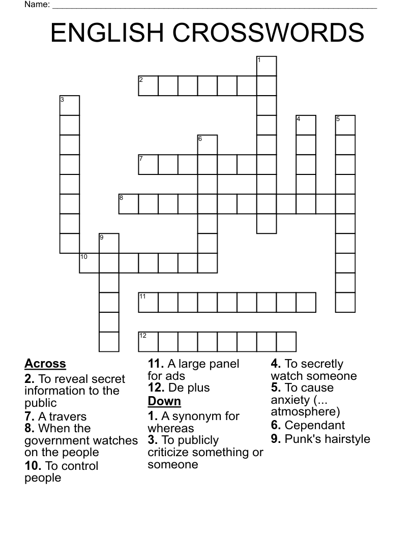 ENGLISH CROSSWORDS