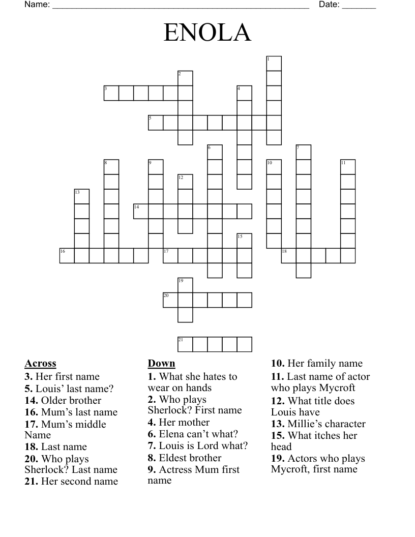 ENOLA Crossword