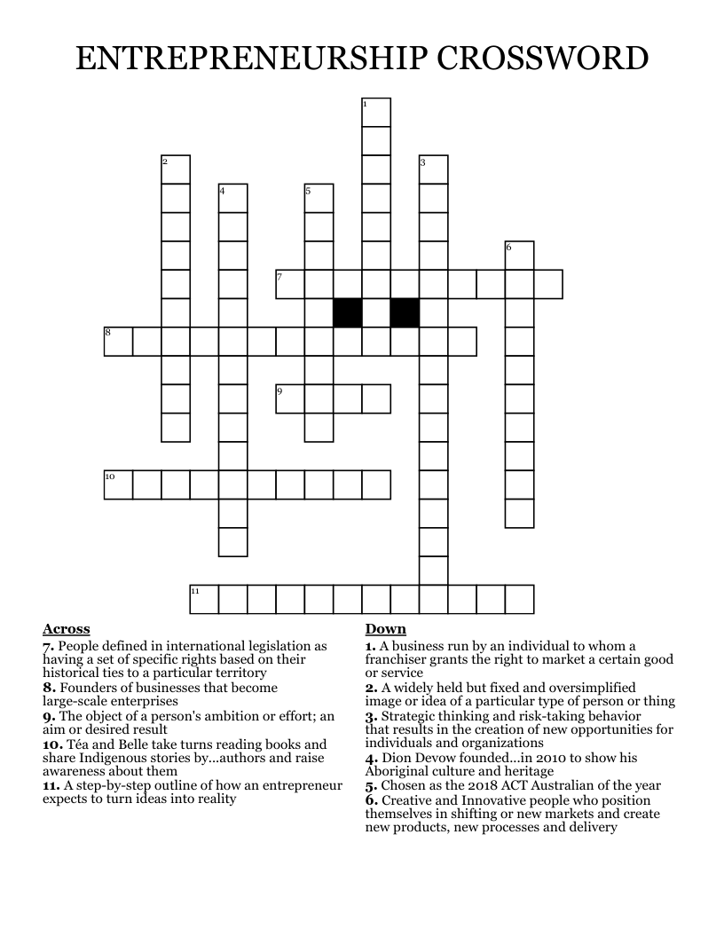 ENTREPRENEURSHIP CROSSWORD