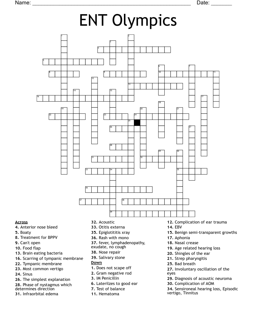 ENT Olympics Crossword