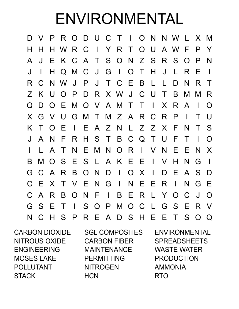 ENVIRONMENTAL Word Search