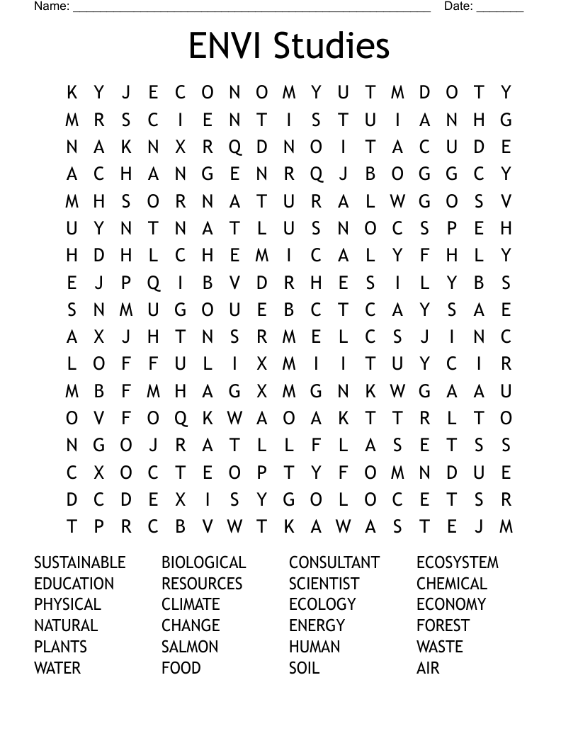 ENVI Studies Word Search