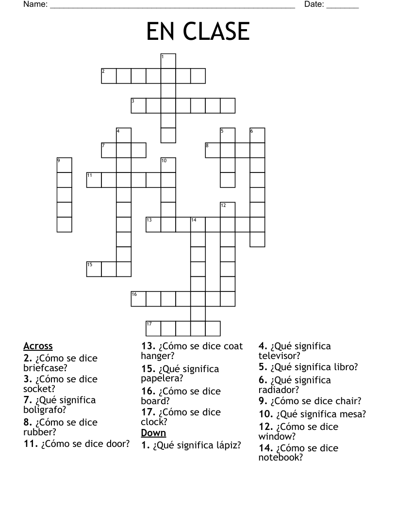 EN CLASE Crossword