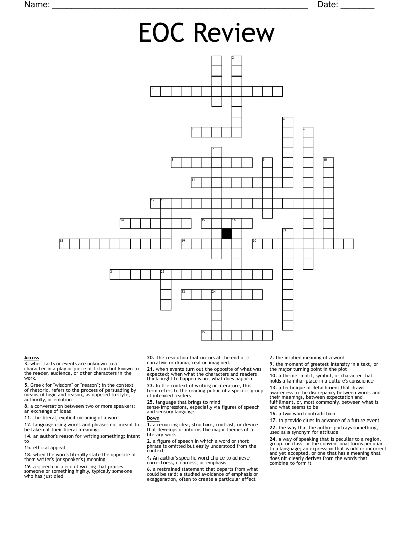 EOC Review  Crossword