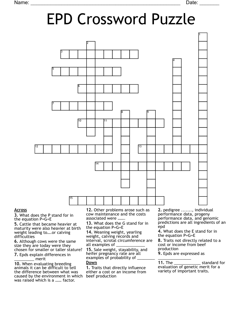 EPD Crossword Puzzle