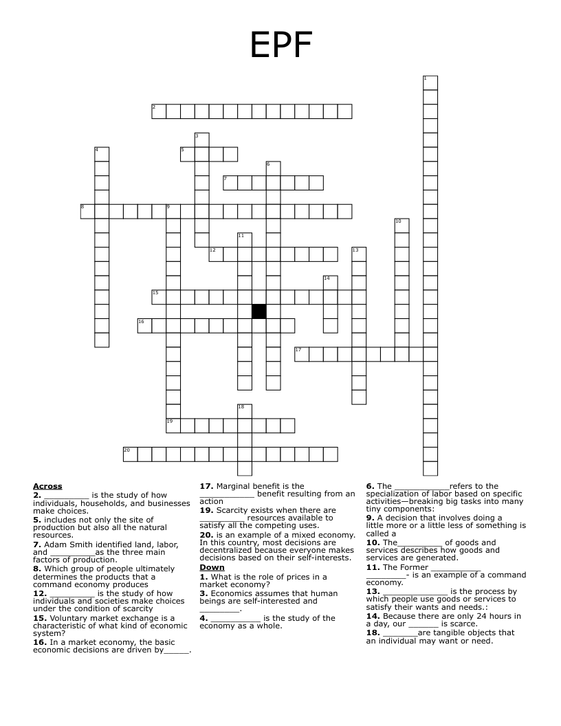 EPF Crossword