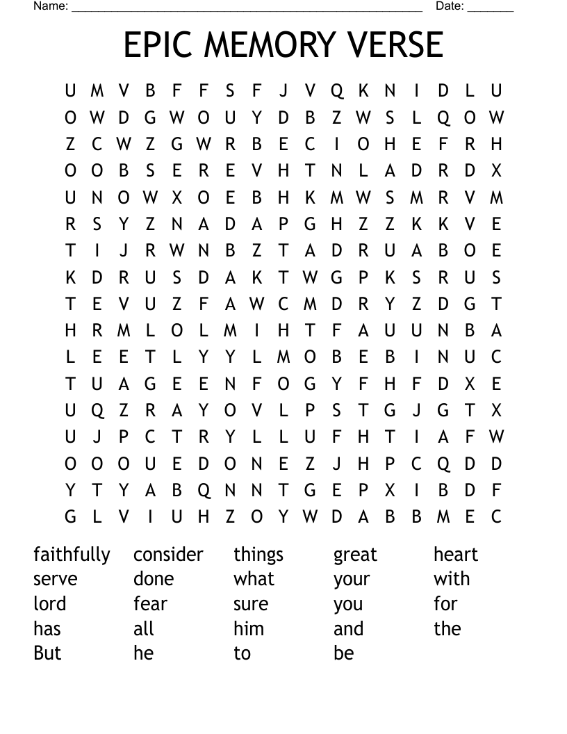 EPIC MEMORY VERSE  Word Search